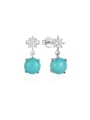 thumb 925 Sterling Silver Turquoise Geometric Ethnic Drop Earring 0