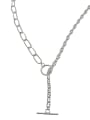thumb 925 Sterling Silver Geometric Vintage Asymmetric chain Long Strand Necklace 3