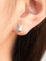 thumb 925 Sterling Silver Asymmetrical  Irregular Minimalist Stud Earring 1