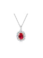 thumb 925 Sterling Silver Red Flower Necklace 0