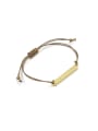 thumb Stainless steel Rectangle Wax rope Minimalist Adjustable Bracelet 1