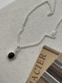 thumb 925 Sterling Silver Natural Stone Black Geometric Vintage Necklace 0