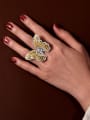 thumb 925 Sterling Silver High Carbon Diamond Yellow Butterfly Luxury Band Ring 1