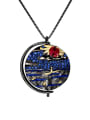 thumb 925 Sterling Silver Rhinestone Enamel Abstract Pattern Geometric Vintage Necklace 0