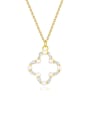 thumb 925 Sterling Silver Imitation Pearl Clover Minimalist Necklace 4