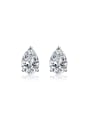 thumb 925 Sterling Silver High Carbon Diamond White Water Drop Dainty Stud Earring 0