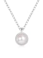 thumb 925 Sterling Silver Imitation Pearl Geometric Minimalist Necklace 4