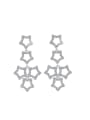 thumb 925 Sterling Silver Cubic Zirconia Hexagon Minimalist Cluster Earring 0