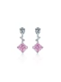 thumb 925 Sterling Silver High Carbon Diamond Pink Geometric Dainty Drop Earring 0