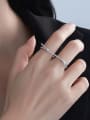 thumb 925 Sterling Silver Cubic Zirconia Irregular Dainty Stackable Ring 1