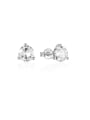 thumb 925 Sterling Silver Cubic Zirconia Geometric Minimalist Stud Earring 0