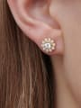 thumb 925 Sterling Silver Cubic Zirconia Flower Minimalist Stud Earring 2