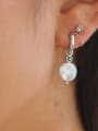 thumb 925 Sterling Silver Freshwater Pearl Geometric Minimalist Huggie Earring 1