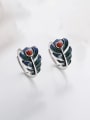 thumb 925 Sterling Silver Enamel Feather Ethnic Band Ring 2