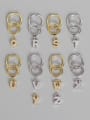 thumb 925 Sterling Silver Cubic Zirconia White Letter Trend Huggie Earring 2