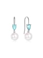 thumb 925 Sterling Silver Imitation Pearl Geometric Minimalist Hook Earring 4