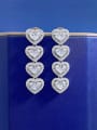 thumb 925 Sterling Silver Cubic Zirconia Long Heart Long  Luxury Cluster Earring 1