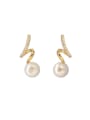 thumb 925 Sterling Silver Imitation Pearl White Ball Dainty Drop Earring 0
