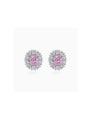 thumb 925 Sterling Silver High Carbon Diamond Pink Flower Dainty Stud Earring 0