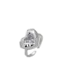 thumb 925 Sterling Silver Glass Stone Heart Vintage Band Ring 3