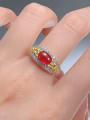thumb 925 Sterling Silver Natural Stone Geometric Vintage Band Ring 1
