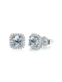 thumb 925 Sterling Silver Moissanite Square Dainty Stud Earring 3