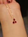 thumb 925 Sterling Silver  Friut Red corundum Dainty Necklace 0