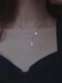 thumb 925 Sterling Silver Rhinestone Star Moon Dainty Necklace 1