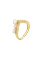 thumb Brass Imitation Pearl Crown Trend Band Ring 0