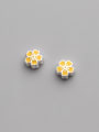 thumb S925 silver electroplating drop glue color five-petal flower 6mm through-hole spacer beads 2