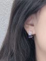 thumb 925 Sterling Silver Cubic Zirconia Square Minimalist Stud Earring 1