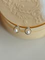 thumb 925 Sterling Silver Freshwater Pearl Geometric Dainty Stud Earring 0