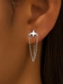 thumb 925 Sterling Silver Chain Tassel Cross Minimalist Threader Earring 1