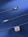 thumb 925 Sterling Silver High Carbon Diamond Square Luxury Necklace 3
