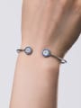 thumb 925 Sterling Silver Cubic Zirconia Evil Eye Dainty Cuff Bangle 1