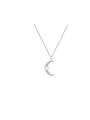 thumb 925 Sterling Silver Cubic Zirconia Moon Dainty Link Necklace 0