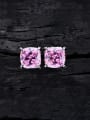thumb 925 Sterling Silver High Carbon Diamond Square Dainty Stud Earring 2