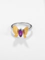 thumb 925 Sterling Silver Amethyst Butterfly Cute Band Ring 2