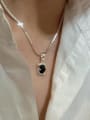 thumb 925 Sterling Silver Natural Stone Black Geometric Vintage Necklace 1