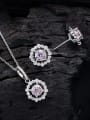 thumb 925 Sterling Silver Cubic Zirconia Dainty Flower  Earring and Necklace Set 1
