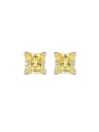 thumb 925 Sterling Silver High Carbon Diamond Square Luxury Stud Earring 0