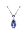 thumb 925 Sterling Silver Swiss Blue Topaz Water Drop Luxury Necklace 0