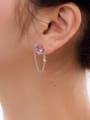 thumb 925 Sterling Silver Cubic Zirconia Heart Tassel Dainty Stud Earring 2