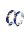 thumb 925 Sterling Silver Enamel Moon Minimalist Couple Ring 0