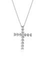 thumb 925 Sterling Silver High Carbon Diamond Cross Luxury Necklace 0
