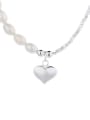 thumb 925 Sterling Silver Freshwater Pearl Heart Minimalist Necklace 0