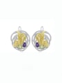 thumb 925 Sterling Silver Natural Stone Geometric Luxury Stud Earring 0