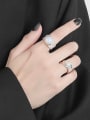 thumb 925 Sterling Silver  Imitation Pearl Geometric Minimalist Band Ring 2