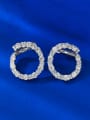thumb 925 Sterling Silver Cubic Zirconia Geometric Luxury Cluster Earring 0