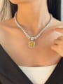 thumb 925 Sterling Silver High Carbon Diamond Yellow Geometric Luxury Necklace 1
